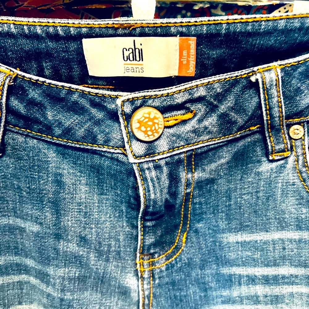 Women’s Cabi jeans #5308|Cabi patchwork jeans Boyfriend fit size 4|27in| Comfy!